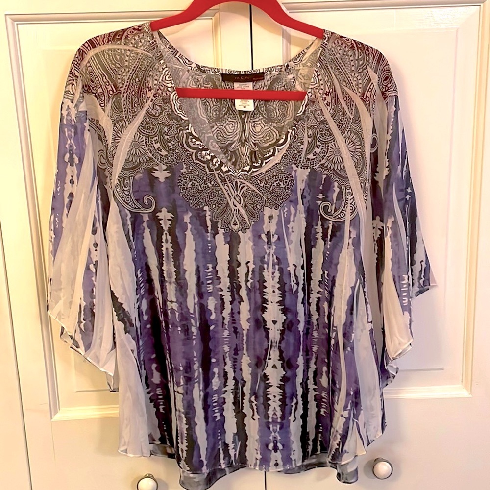 M M - colorful sheer tunic top - PS